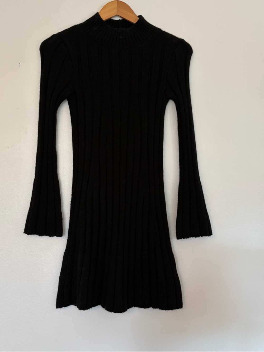 Anthropologie Black Ribbed Knit Dress - Long sleeve. Size XXSP